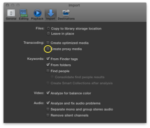 Figura 1- FCPX Preferenze